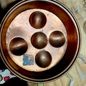 Vintage copper egg poaching pan